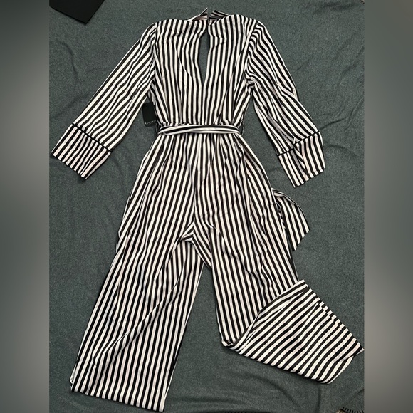 NWT Eloquii Pink and Black Satin Jumpsuit - Picture 4 of 9